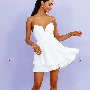 NWT Hello Molly White Radiating Words Corset Mini Dress, Size Small